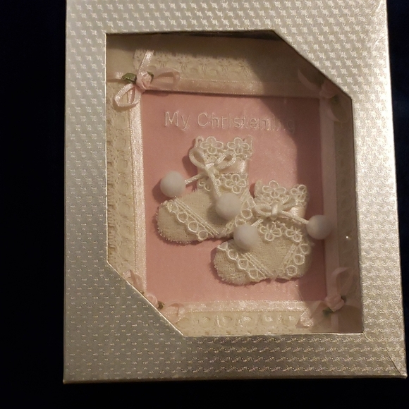 Other - Pink and Cream embroidered Christening Booties Photo Album.